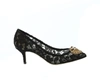 Dolce & Gabbana Devotion Heart Detail Taormina Lace Decollete In Black