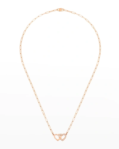 Dinh Van Rose Gold R9 Double Coeurs Heart Chain Necklace