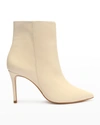 Schutz Mikki Leather Pointed-toe Booties In Xmf2 Eggshell