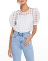 English Factory Organza Check Puff-sleeve Top In White