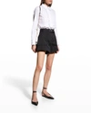 Derek Lam 10 Crosby Montery Belted Cotton Blend Shorts In Black