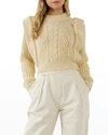 English Factory Cropped Knit Sweater In Ecru