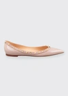 Valentino Rockstud Patent Leather Ballet Flats In Nude