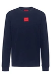 Hugo Cotton-terry Regular-fit Sweatshirt With Logo Label In Dark Blue