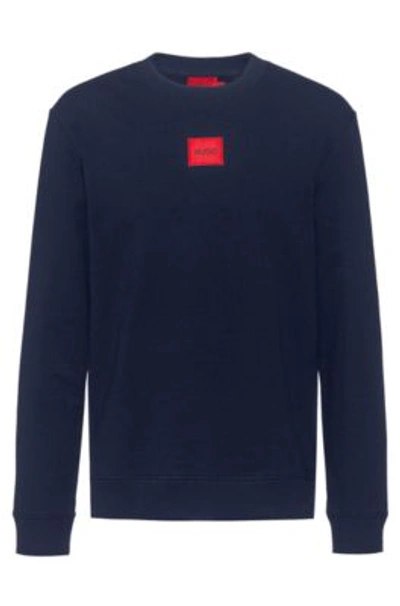 Hugo Boss Cotton-terry Regular-fit Sweatshirt With Logo Label In Dark Blue