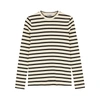 Jil Sander Fine Ribbed Off-white And Black Crew Neck Sweater In Neutral