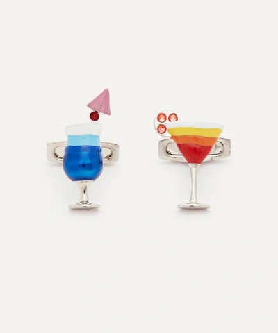 Simon Carter Cocktail Swarovski Crystal Cufflinks In Silver