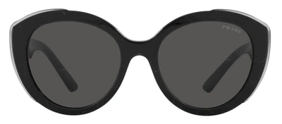 Prada Pr 01ys Black Marble / Top Black Transp Sunglasses In Grey