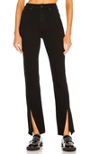 Pistola Teagan High Rise Vented Straight Jean In Dark Vinyl In Black