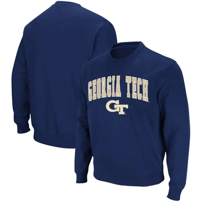 COLOSSEUM COLOSSEUM NAVY GEORGIA TECH YELLOW JACKETS TEAM ARCH & LOGO TACKLE TWILL PULLOVER SWEATSHIRT