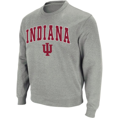 Colosseum Men's Heather Gray Indiana Hoosiers Arch Logo Crew Neck Sweatshirt