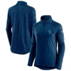 Fanatics Women's Navy And Heathered Navy Seattle Kraken Authentic Pro Travel And Training Raglan Quarter-zip In Navy