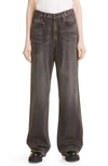 R13 Damon Pleated High Waist Wide Leg Jeans In Ellery Black