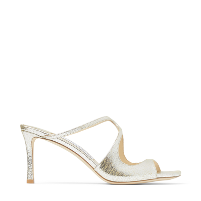 Jimmy Choo Womens Champagne Anise 75 Glitter-effect Leather Heeled Sandals