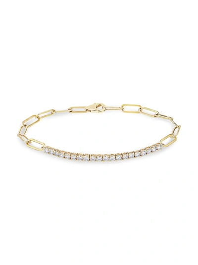 Saks Fifth Avenue Women's 14k Yellow Gold & 1 Tcw Diamond Paperclip Bracelet