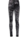 PHILIPP PLEIN TATTOO-PRINT EMBELLISHED LEGGINGS