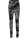 Philipp Plein High-waist Tattoo-print Leggings In Black