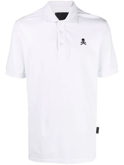 Philipp Plein Gothic Plein Short-sleeve Cotton Polo Shirt In White