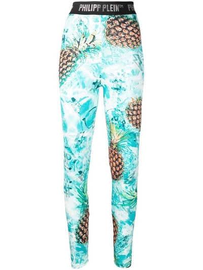 Philipp Plein Pineapple Skied Leggings In Green