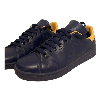 Pre-owned Raf Simons Leather Trainers In Blue