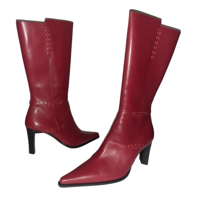 Pre-owned Baldinini Leather Boots In Red