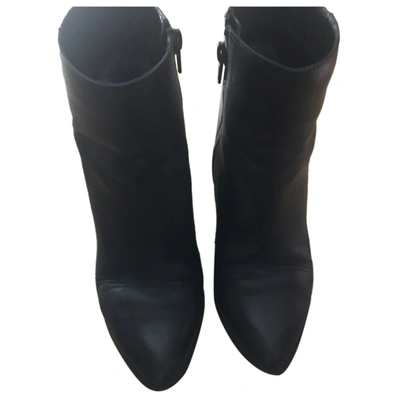 Pre-owned What For Leather Ankle Boots In Black