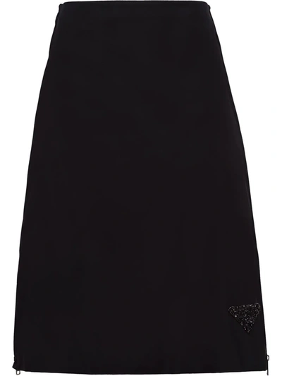 Prada Re-nylon A-line Midi Skirt In Black