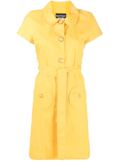 Boutique Moschino Yellow Belted Stretch-cotton Shirt Dress
