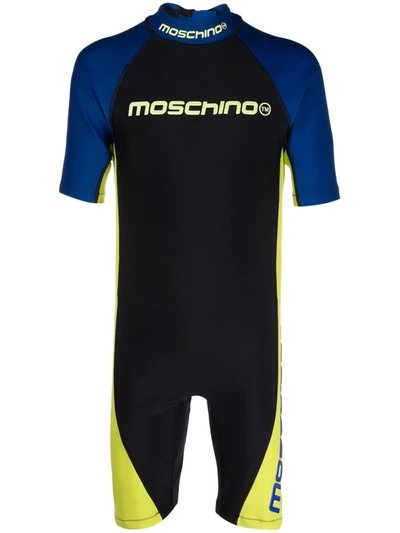 Moschino Logo-print Short-sleeved Wetsuit In Black