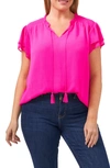 Cece Flutter Sleeve Top In Garden Rose