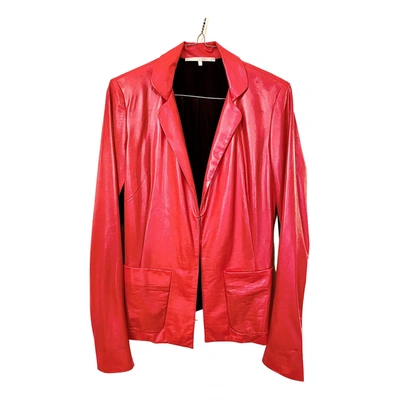 Pre-owned Les Chiffoniers Vegan Leather Jacket In Red