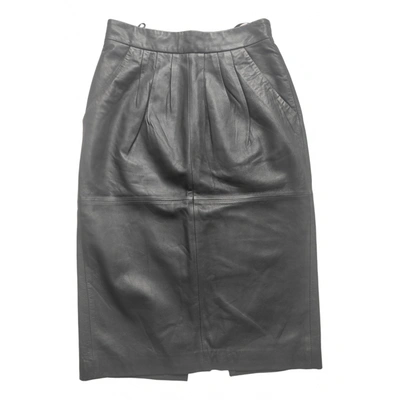 Pre-owned By Malene Birger Leather Mid-length Skirt In Grey