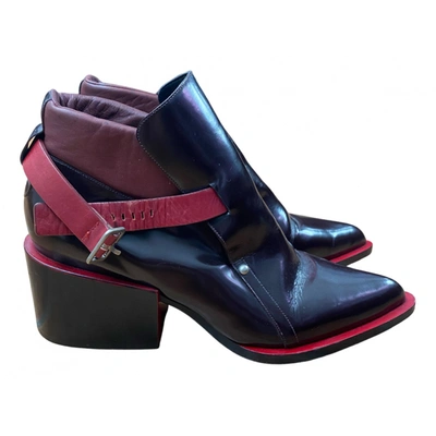 Pre-owned Jil Sander Leather Ankle Boots In Burgundy