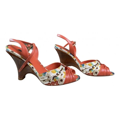 Pre-owned Louis Vuitton Leather Sandals In Orange