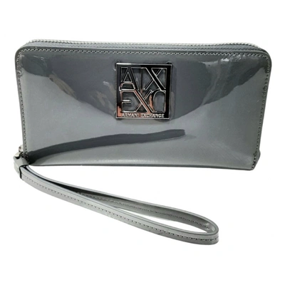 Pre-owned Emporio Armani Patent Leather Wallet In Grey