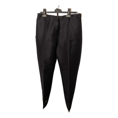 Pre-owned Givenchy Silk Straight Pants In Black