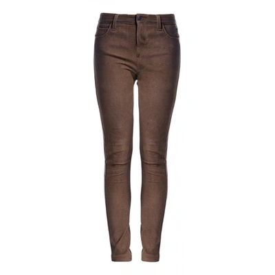 Pre-owned Guess Leather Leggings In Brown