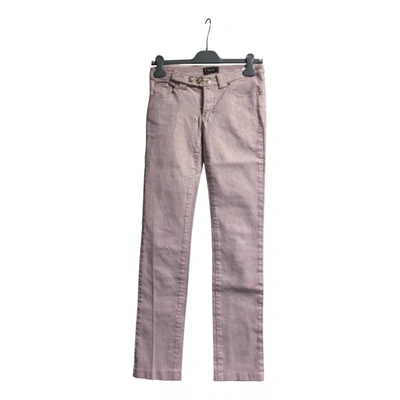 Pre-owned Versace Straight Pants In Pink