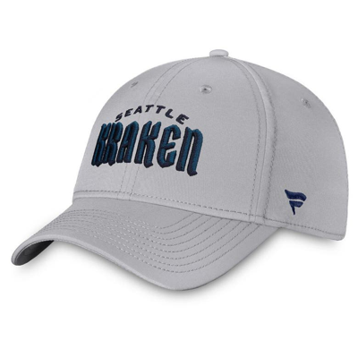 Fanatics Men's Gray Seattle Kraken Wordmark Logo Snapback Hat