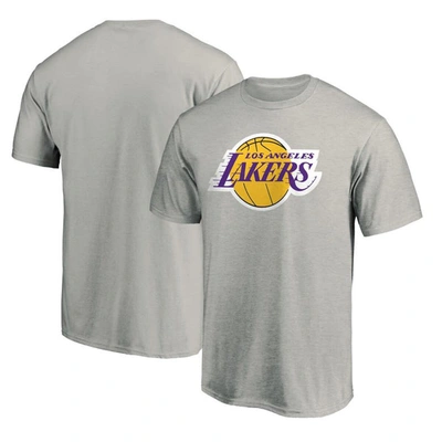 Fanatics Men's Heathered Gray Los Angeles Lakers Primary Team Logo T-shirt In Heather Gray