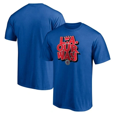 FANATICS FANATICS BRANDED ROYAL LA CLIPPERS POST UP HOMETOWN COLLECTION T-SHIRT