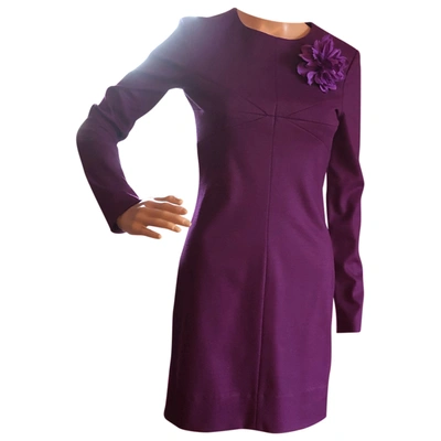 Pre-owned Diane Von Furstenberg Wool Mini Dress In Purple