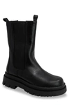 Chase & Chloe Tall Lug Sole Chelsea Boot In Black Pu