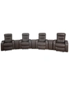 Furniture Jabarr 7-pc. Beyond Leather Theater Seating With 3 Consoles, Created For Macy's In Dark Brown