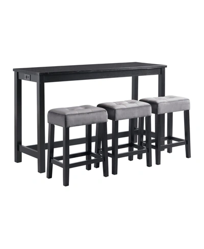 Picket House Furnishings Zaid 4-piece Multipurpose Bar Table Set In Faux Marble
