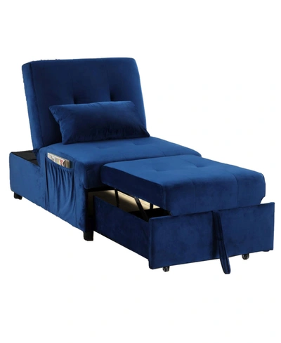 Best Master Furniture Bayani Adjustable Sleeper Lounge Chaise, 72" In Blue