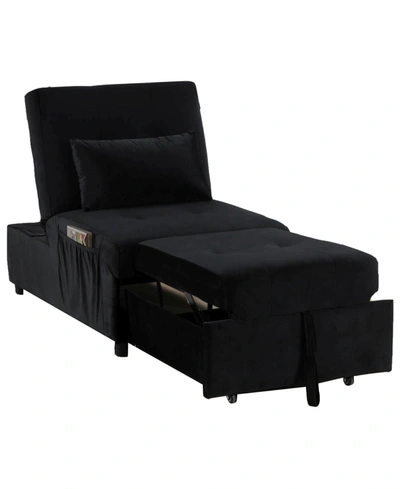Best Master Furniture Bayani Adjustable Sleeper Lounge Chaise, 72" In Black