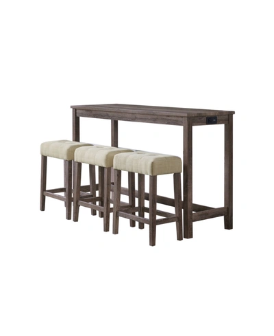 Picket House Furnishings Turner 4-piece Multipurpose Bar Table Set In Gray