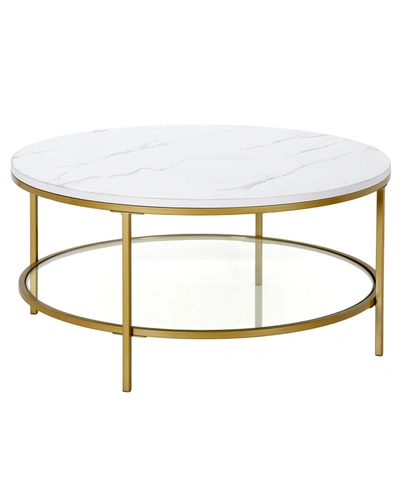 Hudson & Canal Sivil Coffee Table With Glass Shelf In Gold-tone