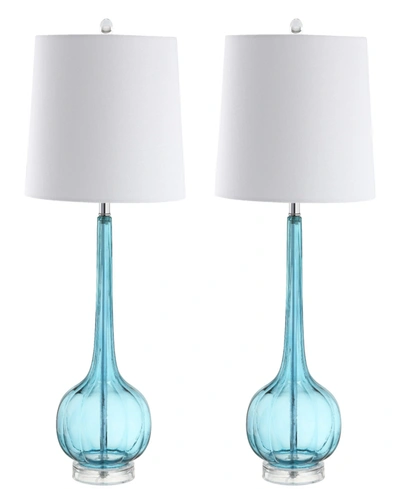 Jonathan Y Cecile Teardrop Led Table Lamp, Set Of 2 In Blue